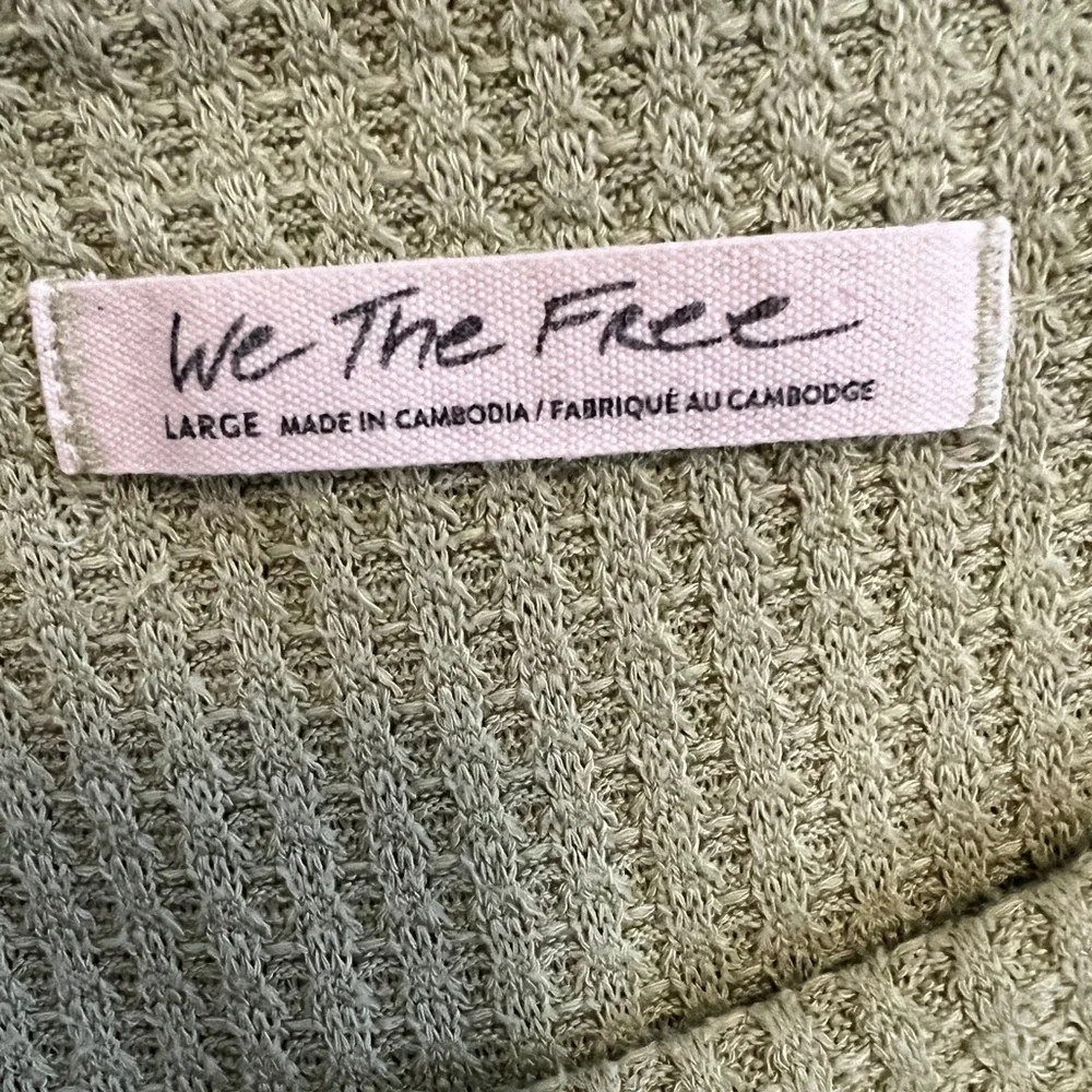 Free People We The Free North Shore Thermal Tunic Sage Green Waffle Knit- Size L - Picture 4 of 5